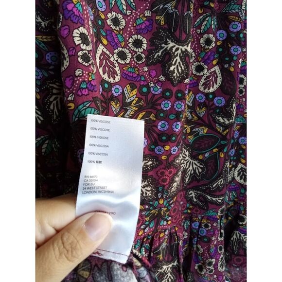 Maeve by Anthropologie "Janie" Purple Multicolor Floral Button Up Blouse size 4 - Picture 9 of 10